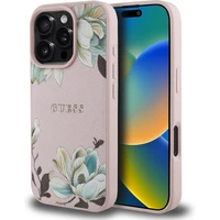 Guess PU Grained Magnolia MagSafe kryt iPhone 16 Pre ružový - Puzdra