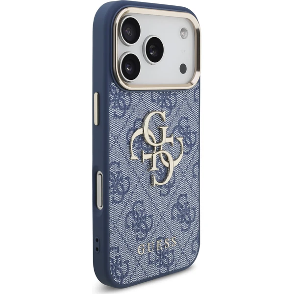 Guess PU Leather 4G Metal Logo Gold Frame Zadný kryt pre iPhone 18 Pro Blue - Puzdra - Obrázok 0ec94afff6f5434aa5dbf4185da559ed