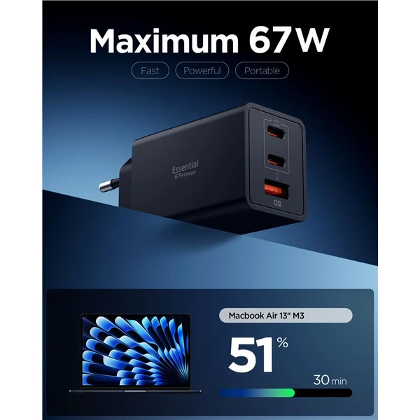 Spigen Essential 67W USB-C/USB-A nabíjačka (EE673EU) čierna - Nabíjačky - Obrázok 0f0f8b8a852047878397665e0d4b3773