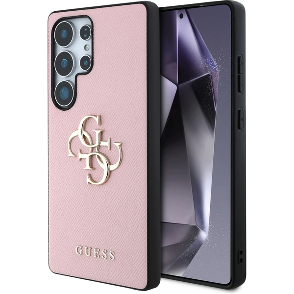 Guess PU Grained 4G Metal Logo kryt Samsung Galaxy S25 Ultra ružový - Puzdra - Hlavný obrázok