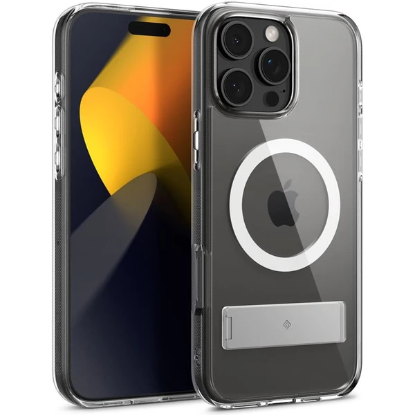 Spigen Caseology Capella MagSafe Kickstand kryt iPhone 16 Pro Max clear white silver - Puzdra - Obrázok 0f9be1f6773d47ccafdc8c9efd879798