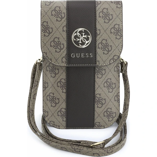 Guess PU 4G Stripe Metal Logo taška na telefon hnědá - Puzdra - Hlavný obrázok