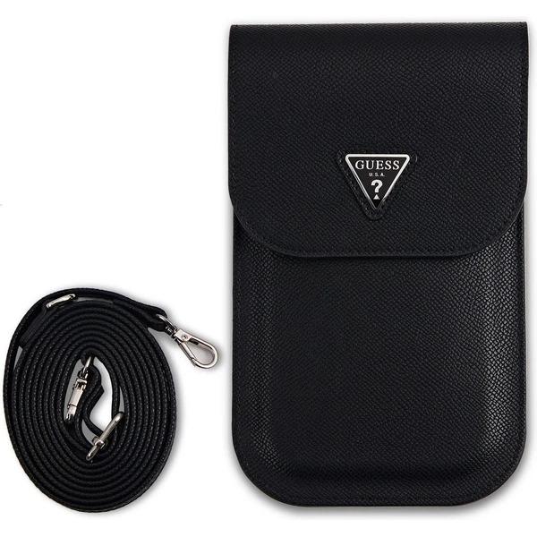 Guess PU Grained Triangle Logo taška na telefón čierna - Puzdra - Obrázok 1025663213024a10ad642f4dc04e79fc