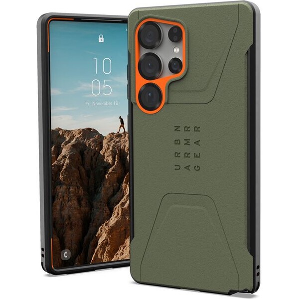 UAG Civilian Pre kryt Samsung Galaxy S25 Ultra olivový/oranžový