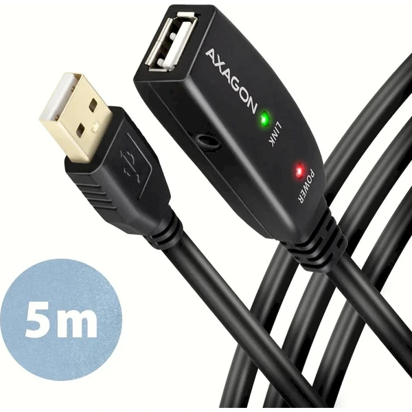 AXAGON ADR205 USB-A/USB-A predlžovací kábel 5m čierny - Káble a redukcie - Hlavný obrázok
