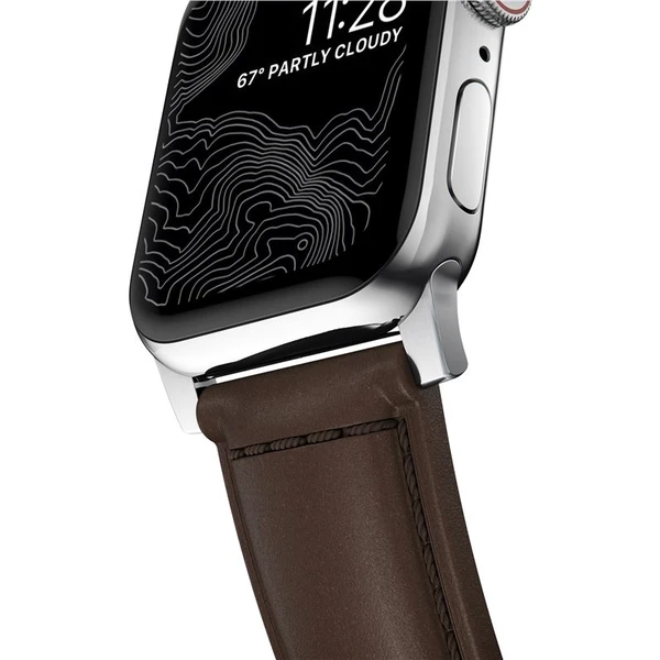 Nomad Traditional kožený remienok Apple Watch Ultra (49mm) 8/7 (45mm)/6/SE/5/4 hnedý/strieborné prac - Remienky - Obrázok 10a337fb21d14adc936fb8f446a9c8f1