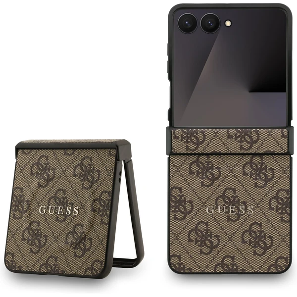 Guess PU Leather 4G Colored Ring Magnetic kryt Samsung Galaxy Z Flip 7 hnedý - Puzdra - Hlavný obrázok