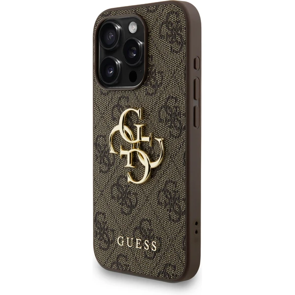 Guess PU 4G Metal Logo Strap kryt iPhone 15 Pre hnedý - Puzdra - Obrázok 11341e42856e48a8a9240a8101a47679