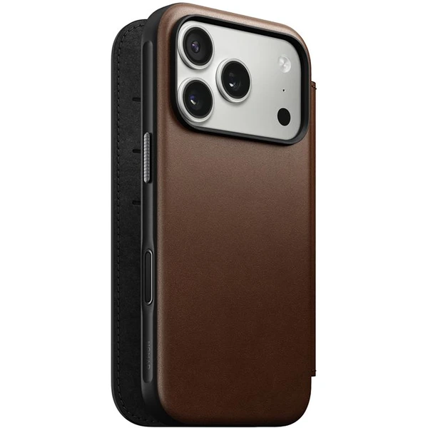 Nomad Modern Leather Folio MagSafe kožené púzdro iPhone 17 Pro Brown - Puzdra - Hlavný obrázok