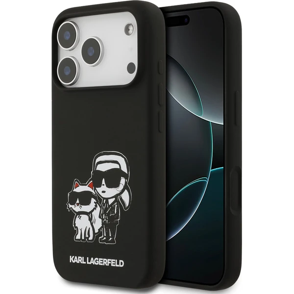 Karl Lagerfeld Liquid Silicone K&CH Sketch MagSafe kryt iPhone 17 Pro čierny - Puzdra - Hlavný obrázok