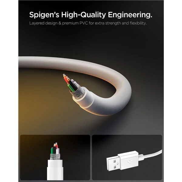 Spigen Essential USB-A/USB-C napájací kábel 60W 2m biely - Káble a redukcie - Obrázok 1163164f312a4319813700a726e44aac