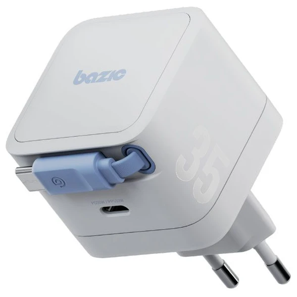 ENERGEA Bazic GoPort GaN nabíjačka s integrovaným USB-C zaťahovacím káblom (35W) biela - Nabíjačky - Hlavný obrázok