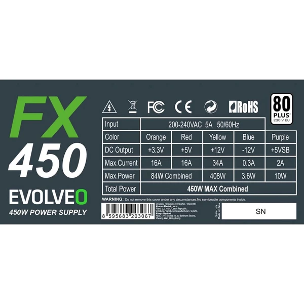EVOLVEO FX 450 450W bulk - Zdroje - Obrázok 127A000K01