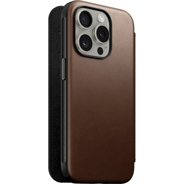 Nomad Modern Leather Folio iPhone 15 Pro hnedý