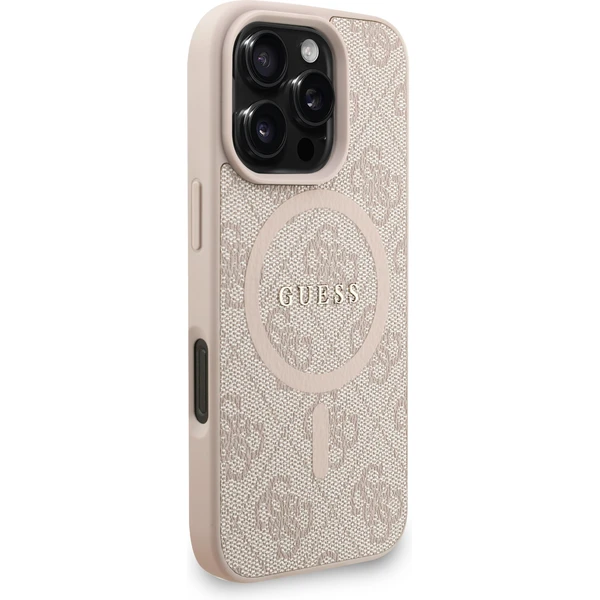Guess PU Leather 4G Colored Ring Strap MagSafe kryt iPhone 16 Pre ružový - Puzdra - Obrázok 12e00a0fe8064fc0933c73a648b0d956