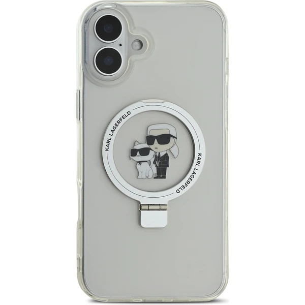 Karl Lagerfeld Ringstand Karl and Choupette MagSafe kryt pre iPhone 16 Plus biely - Puzdra - Obrázok 12e76bbe960d43768a33b3c06f093e9e
