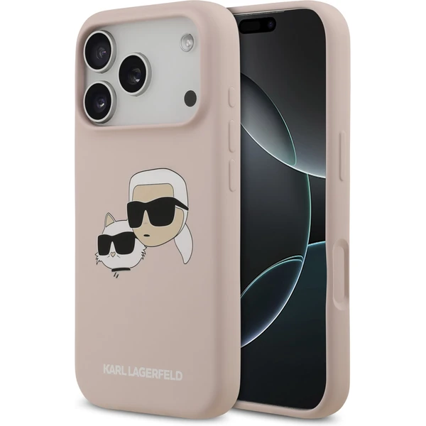 Karl Lagerfeld Liquid Silicone Double Heads MagSafe kryt iPhone 17 Pro ružový - Puzdra - Hlavný obrázok
