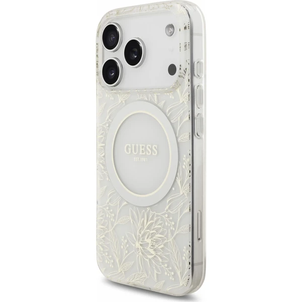 Guess IML Flowers Allover Strap MagSafe Zadný kryt pre iPhone 18 Pro White - Puzdra - Obrázok 132411ae5f3b4e90a2c08cd2b0841f7f