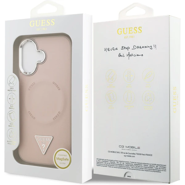 Guess PU Leather Triangle Logo MagSafe kryt iPhone 17 ružový - Puzdra - Obrázok 1324f45d4e7f4802898a50d2df9c4310