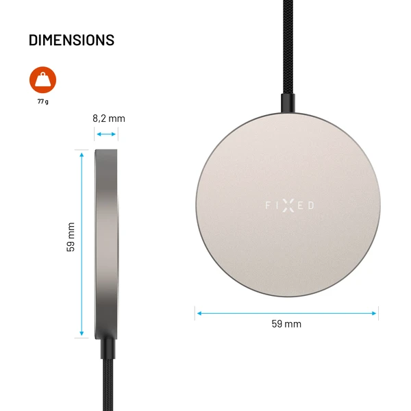 FIXED MagPad Slim Qi2.2/MagSafe bezdrátová nabíječka, 25W, titanová - Nabíjačky - Obrázok 132db3f665c34e6191fb5c261a63117a
