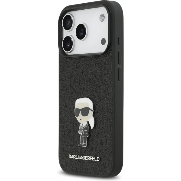 Karl Lagerfeld Fixed Glitter Metal Ikonik kryt iPhone 17 Pro čierny - Puzdra - Obrázok 13338fece91145d89fab33ee70082305