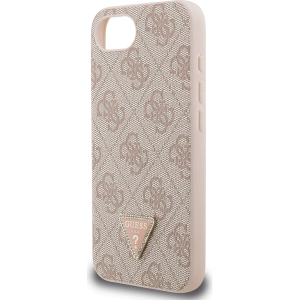 Guess PU 4G Strass Trojuholník Kovové Logo kryt iPhone 17e/16e ružový - Puzdra - Obrázok 134c06367b064d9b967cc550c2475636