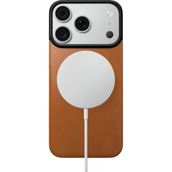 Nomad Magnetic Leather Back (Horween) MagSafe kožený kryt iPhone 17 Pro/18 Pro Saddle - Puzdra - Obrázok 134f257fefac4a0d8978854aebe4c923