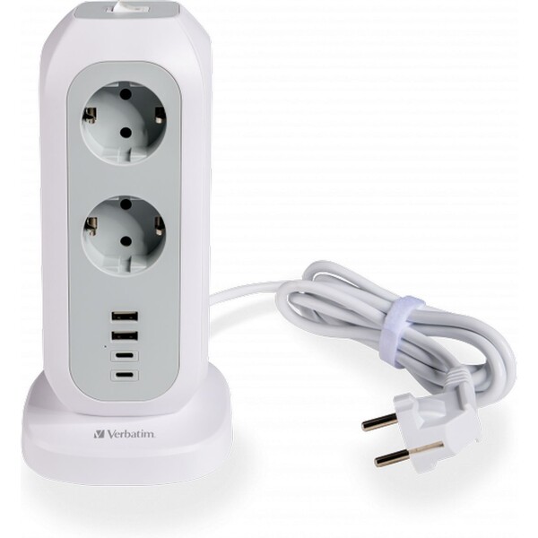 E-shop VERBATIM EU Power Tower EUPT-01 Nabíjacia stanica, 11x230V, 2xUSB-C, 2x USB-A