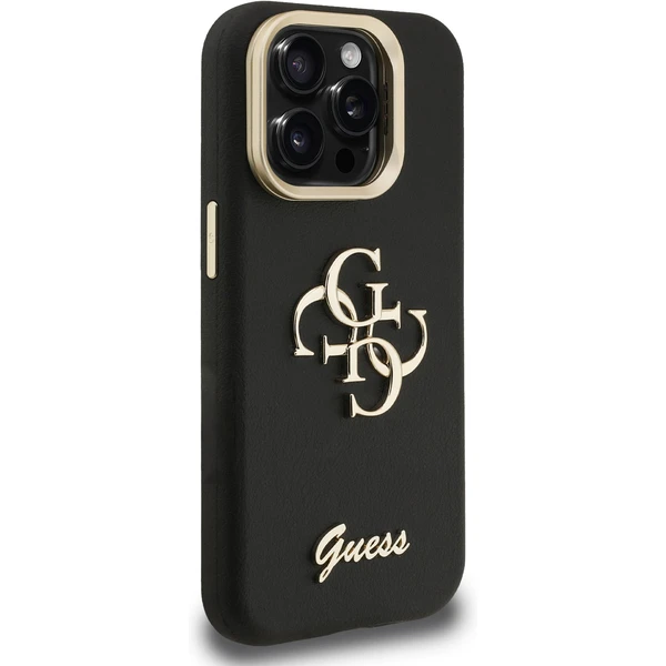 Guess PU Grained 4G Logo Stand Camera Frame kryt iPhone 15 Pre čierny - Puzdra - Obrázok 135a327549ed432a8518892e27483403