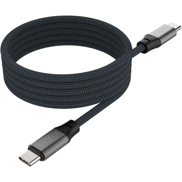 FIXED magnetický USB-C/USB-C kábel s opletením a Power Delivery, 1.2m, 240W, USB 2.0, sivý - Káble - Obrázok 135ed6cdefdc496c9cef43e056b93b0e