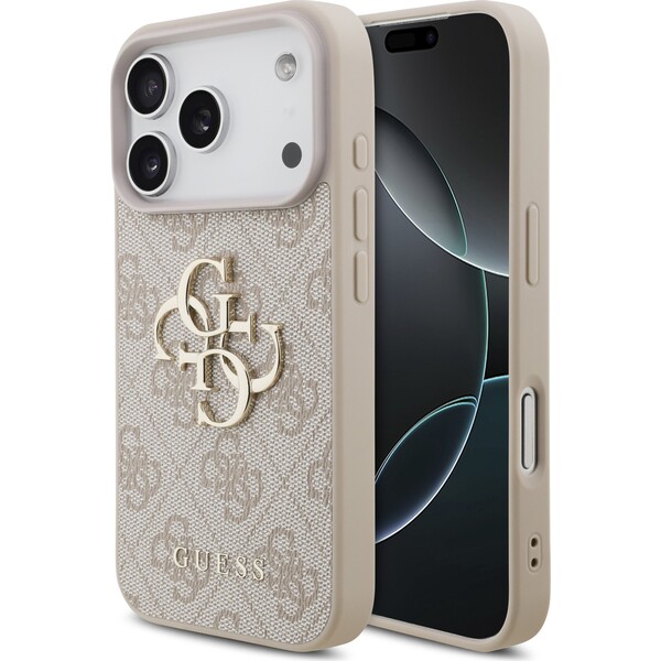 Guess PU 4G Metal Logo Zadný kryt pre iPhone 18 Pro Pink - Puzdra - Hlavný obrázok
