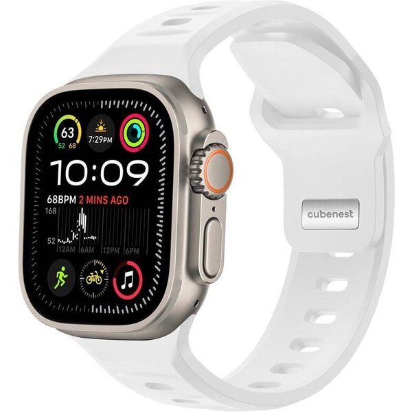 CubeNest Premium Silicon Band remienok Apple Watch 42-49 mm biely