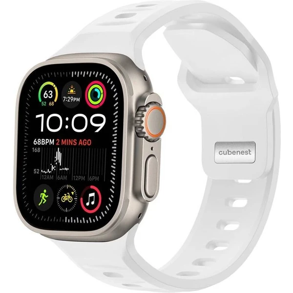 CubeNest Premium Silicon Band remienok Apple Watch 42-49 mm biely - Remienky - Hlavný obrázok