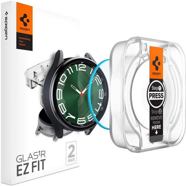 Spigen Glass tR EZ Fit 2 Pack ochranné sklo pre Samsung Galaxy Watch6 Classic 47mm - Ochranné fólie a sklo - Hlavný obrázok