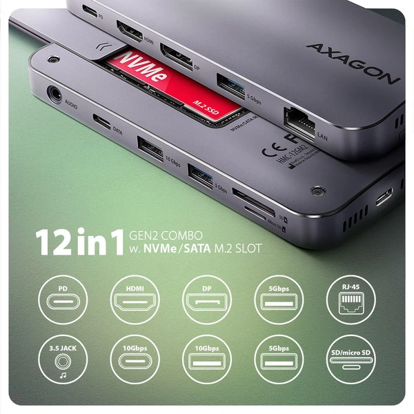 AXAGON HMC-12GM2 12v1 USB-C húb - Dokovacie stanice - Obrázok 13W3000L01