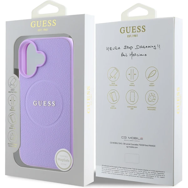 Guess PU Grained Classic Logo MagSafe kryt iPhone 16 fialový - Puzdra - Obrázok 13d2c939f83b406aa22b605280b57ec6