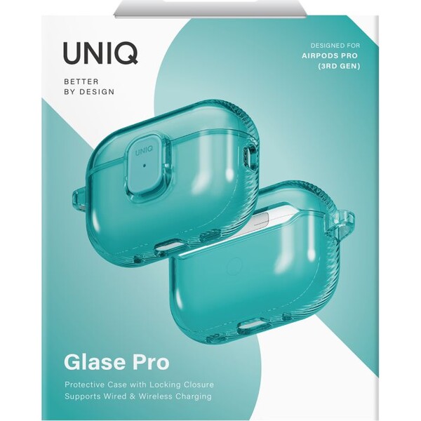 UNIQ Glase Pro Lock Case púzdro AirPods Pro 3 tyrkysové - Puzdra - Obrázok 1415314a0d7f413a8c9a3a050de3b637