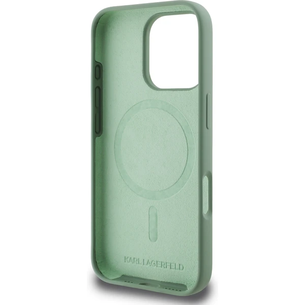 Karl Lagerfeld Liquid Silicone K&CH Heads MagSafe kryt iPhone 16 Pro zelený - Puzdra - Obrázok 143580380c9c4d57acd879cefb9d9d1d