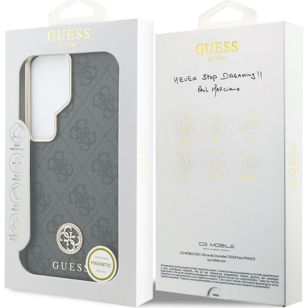 Guess PU Leather 4G Strass Logo Gold Frame Magnetický kryt Samsung Galaxy S26 Ultra čierny - Puzdra - Obrázok 146a04bc48664476ae40f4dd91e8f2d9