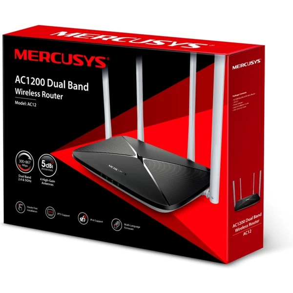 Mercusys AC12 Wi-Fi 5 router čierny - Wi-Fi routery - Obrázok 14R7300401