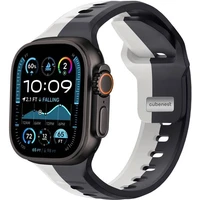 CubeNest Premium Silicon Band remienok Apple Watch 42-49 mm čierny/sivý - Remienky