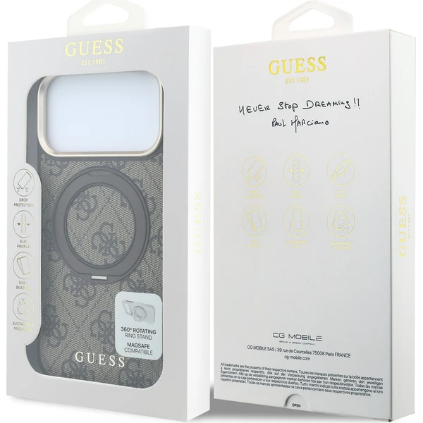 Guess PU 4G Ring Stand MagSafe kryt iPhone 18 Pro hnědý - Puzdra - Obrázok 152398fed4584d5382c50ddb27b6052c