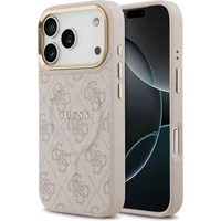 Guess PU Leather 4G Gold Frame MagSafe kryt iPhone 17 Pro ružový - Puzdra