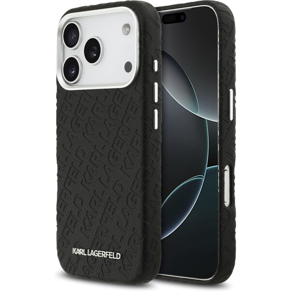E-shop Karl Lagerfeld Grained PU Repeated Logo MagSafe kryt iPhone 17 Pro čierny