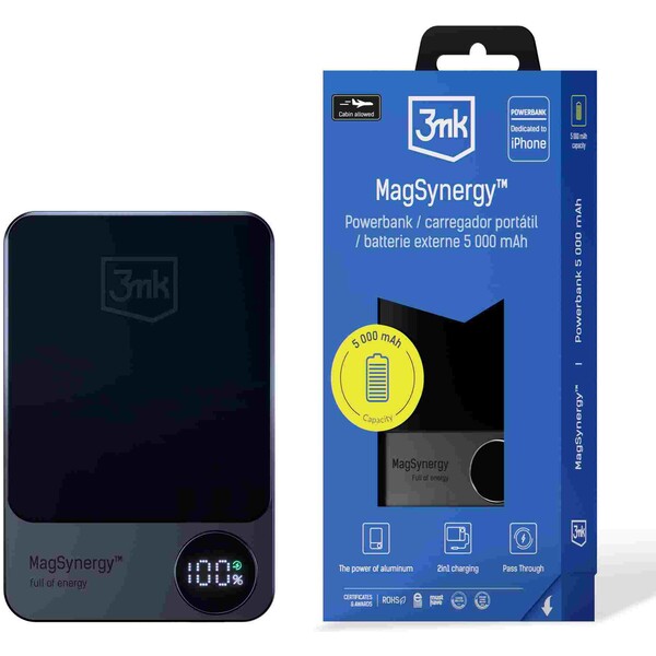 3mk MagSynergy powerbanka 5000 mAh čierna