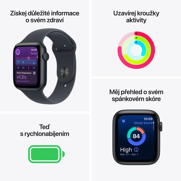 Apple Watch SE 3 (2025) 40mm Hviezdne biely hliník s hviezdne bielym športovým remienkom S/M - Inteligentné hodinky - Obrázok 15PH000K01