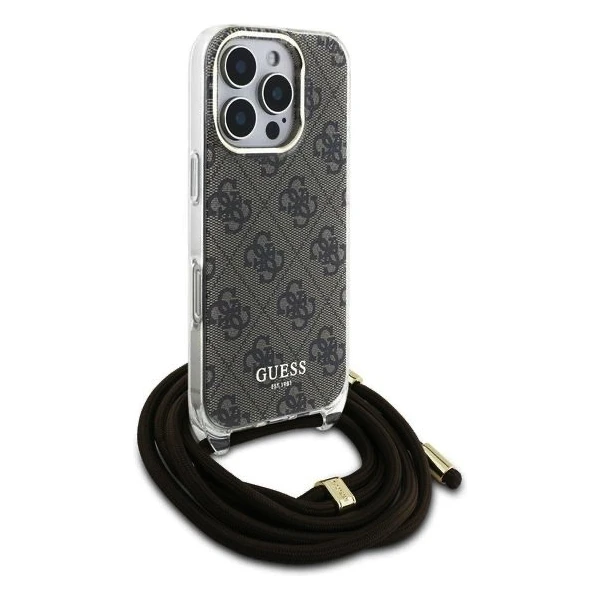 Guess IML 4G Printed Crossbody Popruh kryt iPhone 16 Pre Max hnedý - Puzdra - Obrázok 15d652d4cb0f4c39895aeacedf33d505