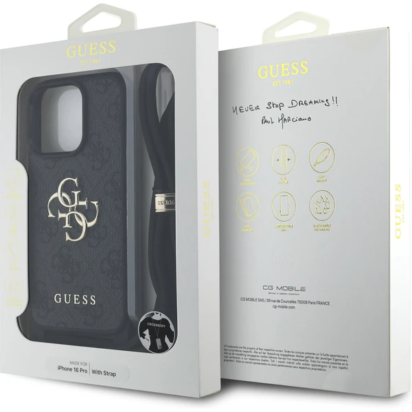 Guess PU 4G Metal Logo Crossbody popruh kryt iPhone 16 Pre čierny - Puzdra - Obrázok 15f19130c10d4f29b1dd7c1b966ed477