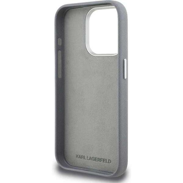 Karl Lagerfeld Grained PU K&CH Heads kryt iPhone 15 Pre sivý - Puzdra - Obrázok 15fce8d1ed704b97b5215db2ced36ffd