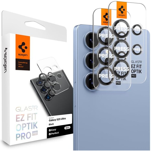 E-shop Spigen Glass TR EZ Fit Optik Pre HD sklá na fotoapará Samsung Galaxy S25 Ultra čierna (2 ks)
